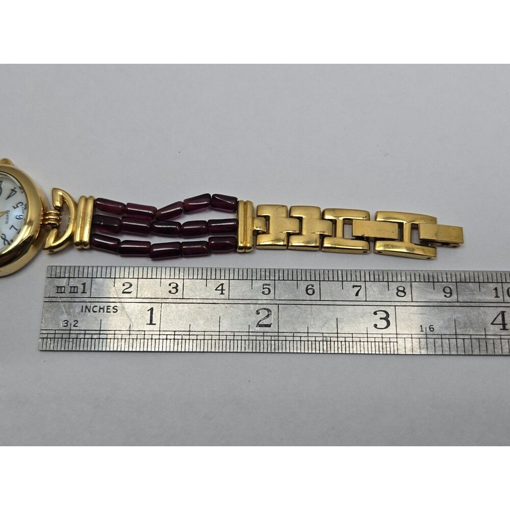 Womens Vintage Avon Purple Beaded Gold Tone Watch Quartz Y2K Dainty New Battery - Picture 8 of 11